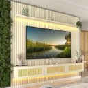 Ver imagem 1 de Estante Home para TV até 85 Polegadas com LED Ripado 100% MDF 250CMX228,8cm Nobre Native Off White