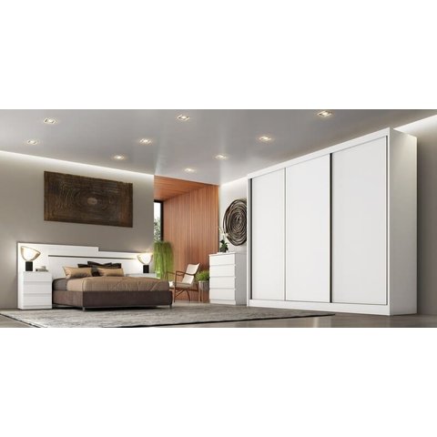 Guarda Roupa Casal 3 Portas 6 Gavetas - Londres-branco - Móveis Novo Horizonte