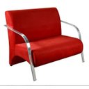 Ver imagem 1 de Poltrona Namoradeira 2 Lugares com Braços em Alumínio - Vermelho