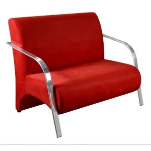 Poltrona Namoradeira 2 Lugares com Braços em Alumínio - Vermelho