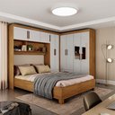 Ver imagem 1 de Guarda Roupa Casal Modulado 5 Portas com Cama Hercules 4 Portas 4 Gavetas Cinamomo com Off White