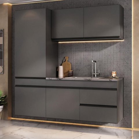 Cozinha Modulada Compacta Suspensa 6 Portas MDF MDP 181,5cm