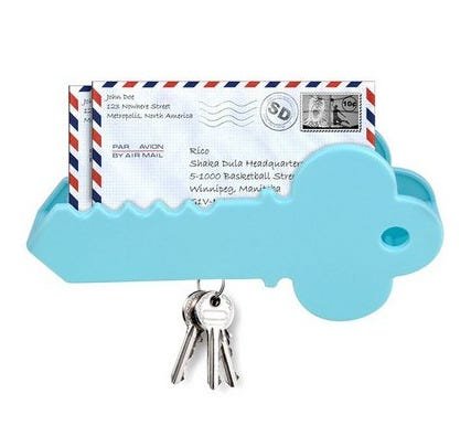 Porta Chaves e Cartas Magnético - Formato Chave - Azul - 1