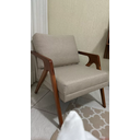 Ver imagem 2 de Poltrona Decorativa Mona Luxo Madeira Maciça Tecido Linho Bege - Gustavo Decor