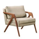 Ver imagem 1 de Poltrona Decorativa Mona Luxo Madeira Maciça Tecido Linho Bege - Gustavo Decor