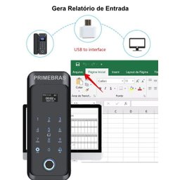 Fechadura Digital Eletrônica Biométrica Para Portas Vidro Correr Primebras Pv2001 Preta - 3