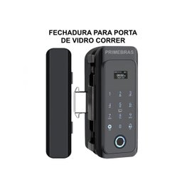 Fechadura Digital Eletrônica Biométrica Para Portas Vidro Correr Primebras Pv2001 Preta - 1