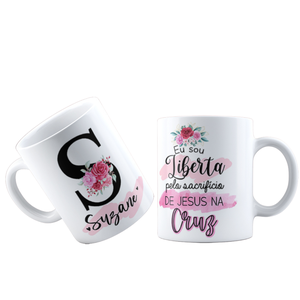 Canecas de Porcelana Personalizadas Alfabeto Evangelico Letra S