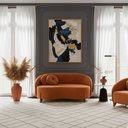 Ver imagem 1 de Sofá Orgânico 2 Lugares C/2 Almofadas Curvo Sala Recepção Amsterdã Veludo Terracota - Montanari's de