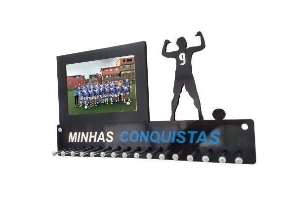 Porta Medalhas Futebol Masc Porta Retrato Número Camiseta - Toda Branca - 2 - 2