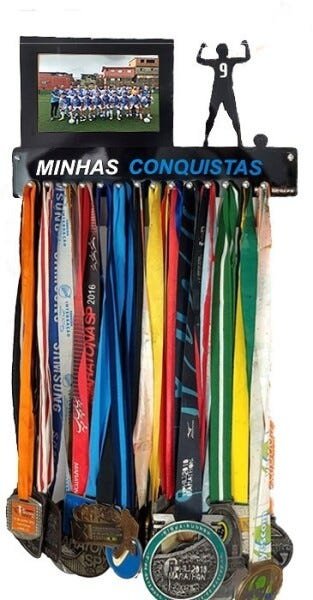 Porta Medalhas Futebol Masc Porta Retrato Número Camiseta - Toda Branca - 2 - 4