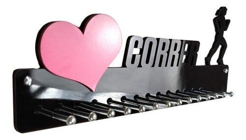 Porta Medalha Corrida Fem Amo Correr Coração Pink - 1