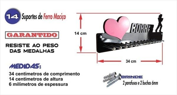 Porta Medalha Corrida Fem Amo Correr Coração Pink - 5