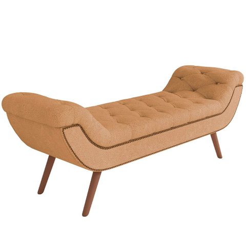 Puff Recamier Decorativo com Tachas 160 Cm Santorini P05 Bouclê Mostarda - Lyam Decor