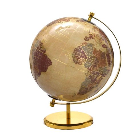 Globo Terrestre Decorativo em Metal Dourado 34cm 16135-pl