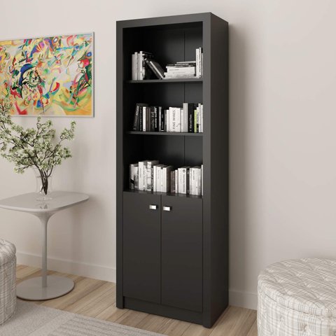 Armário para Escritório 60cm 2 Portas 3 Prateleiras Me4110 Tecno Mobili - Preto