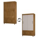 Ver imagem 3 de Guarda Roupa Solteiro 2 Portas 20022 Freijó Baunilha Flex – Araplac
