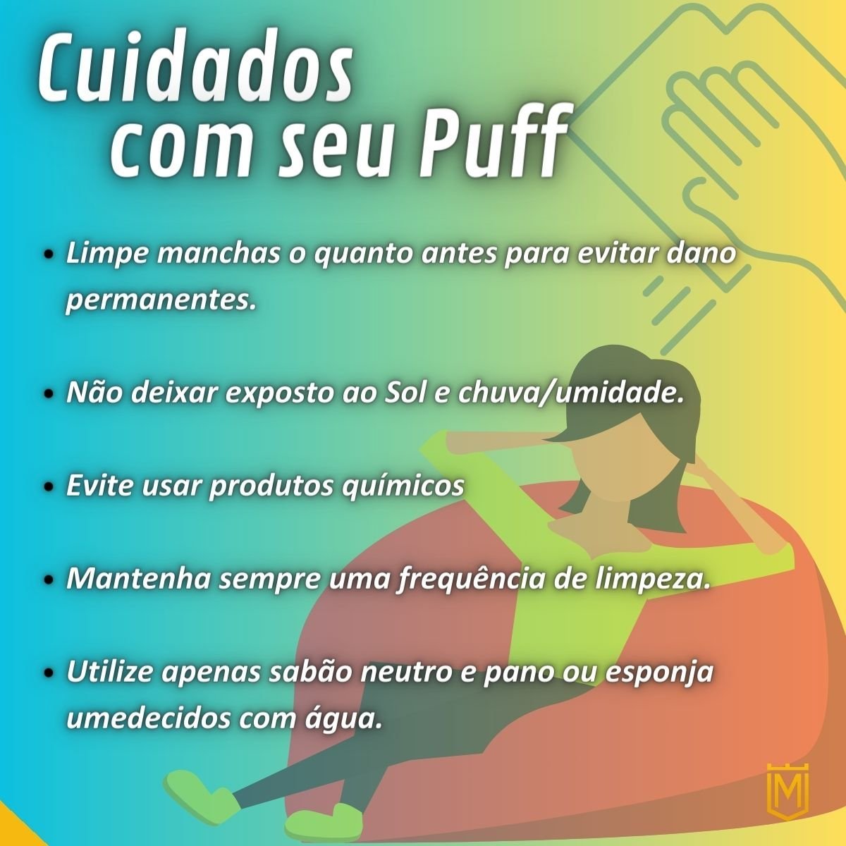 Puff Gota Mariju  – Ideal para Sala, Quarto, Escritório, Gaming e Eventos – com Enchimento - Amarelo - 7