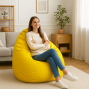 Ver imagem 3 de Puff Gota Mariju Amarelo - Já com Enchimento - Conforto e Estilo para Sala, Quarto, Escritório, Gam