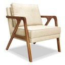 Ver imagem 3 de Kit 2 Poltronas Decorativa Luiza Linho Bege Base em Madeira Castanho - Pallazio