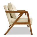 Ver imagem 5 de Kit 2 Poltronas Decorativa Luiza Linho Bege Base em Madeira Castanho - Pallazio