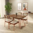 Ver imagem 1 de Conjunto Sala de Jantar Cosmos 4 Lugares Tampo em MDF Rosê 130cm Móveis Carraro