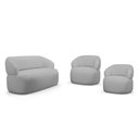 Ver imagem 1 de Kit 02 Poltronas Giratória e 01 Sofá Orgânico Glee 02 Lugares 140cm Linho Cinza - Desk Design