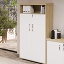 Ver imagem 2 de Armário Multiuso Office Com 2 Portas E Nicho Atria Executiva 173cm A02 Carvalho Branco - Lyam Decor