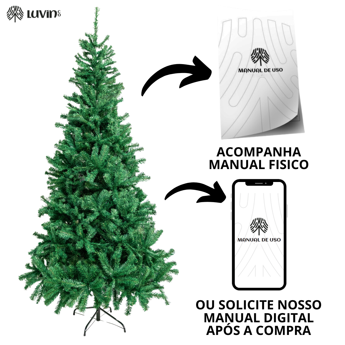 Árvore de Natal Pinheiro Grande Luxo Cheia Premium 1.50m 450 Galhos Verde Tradicional - 9