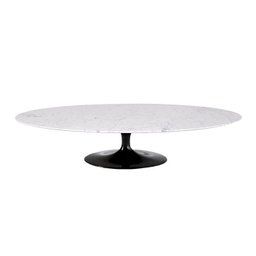 Mesa de Centro Saarinen 46cm Oval Carrara 135x90cm - Base Preta Mgsaarinen - 1