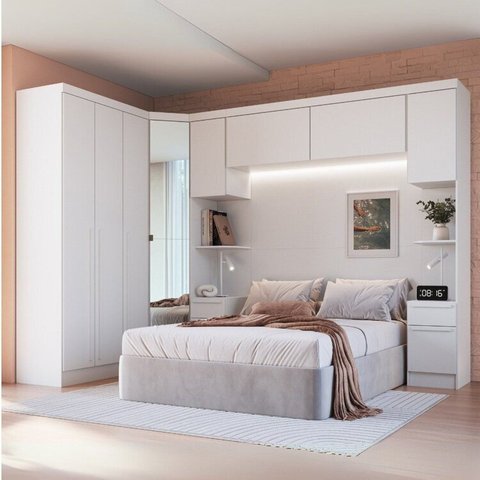 Guarda-roupa Modulado com Espelho 7 Peças Infinity