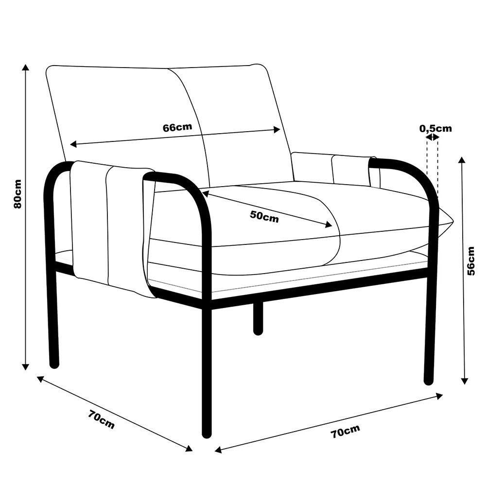 Poltrona Decorativa Mona Couro Offwhite/café- Touro e Cia - 7