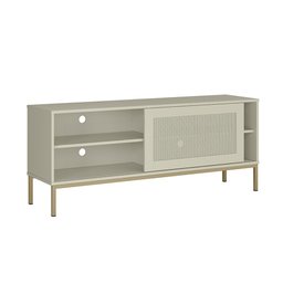 Rack Industrial para Sala de Estar Tv 55 Polegadas Palha Buriti - Off White Acetinado - 3