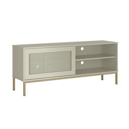 Rack Industrial para Sala de Estar Tv 55 Polegadas Palha Buriti - Off White Acetinado - 2
