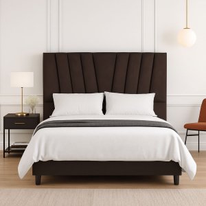 Cabeceira Cama Box Casal 140 Cm Lizza em Suede com Frame:marrom