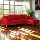 Ver imagem 2 de Sofá 4 Lugares Beny com Chaise Direito Suede Vermelho