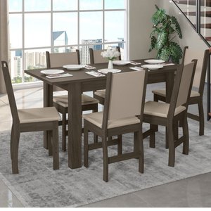 Mesa de Jantar Bellagio 6 Lugares com Cadeira Clara