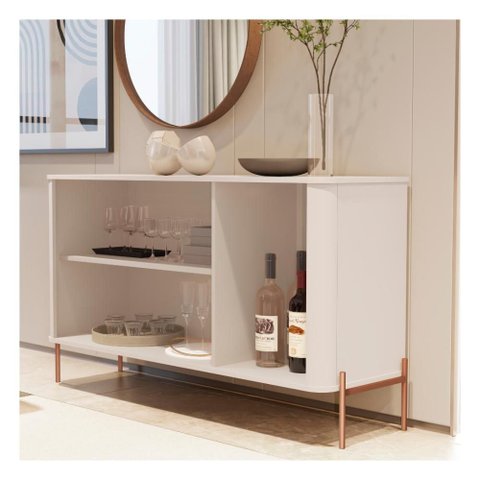 Buffet Tucupí Aparador Sala Off White Bronze JB Bechara