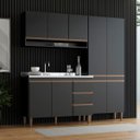 Ver imagem 2 de Armário Paneleiro 4 Portas Cozinha Modulada Serena Mdp 0452:preto