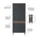 Ver imagem 4 de Armário Paneleiro 4 Portas Cozinha Modulada Serena Mdp 0452:preto