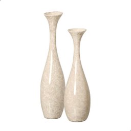 Vaso de Mesa Decoração de Cerâmica Bege Petra Dupla Vanguard - 8