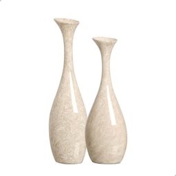 Vaso de Mesa Decoração de Cerâmica Bege Petra Dupla Vanguard - 7