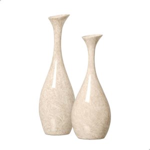 Vaso de Mesa Decoração de Cerâmica Bege Petra Dupla Vanguard