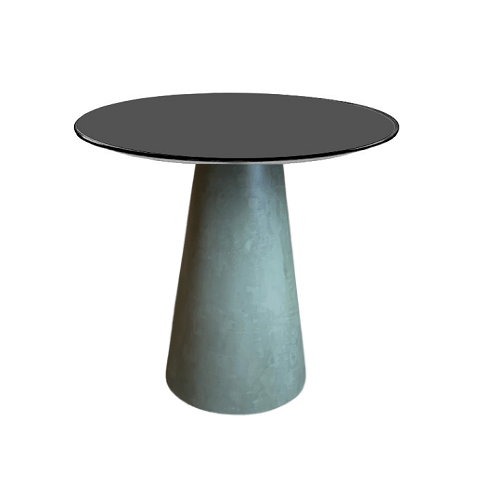 Mesa de Apoio Cone Cimento Queimado - Tampo Laqueado 70cm Altura 60cm - Preto