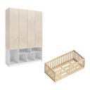 Ver imagem 2 de Quarto Montessori Mini Cama Giulia Guarda-Roupa Curió 4 Portas Casatema MadeiraOriginals Natural/Bra