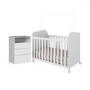 Ver imagem 2 de Quarto de Bebê Completo Matteo 100% Mdf 3 Gavetas Branco Brilho - Pnr Móveis