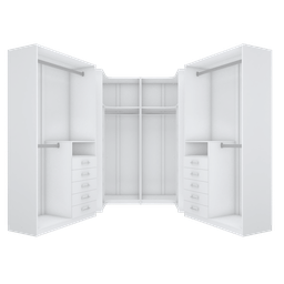 KIT CLOSET COM CABIDEIROS E GAVETREIRO A 2,00 M361.B MUNDI MOVEIS - 1
