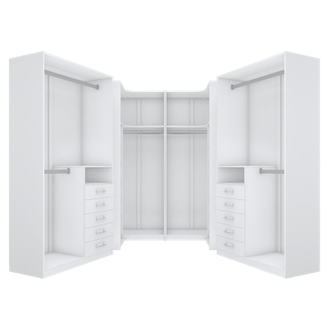 KIT CLOSET COM CABIDEIROS E GAVETREIRO A 2,00 M361.B MUNDI MOVEIS