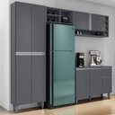 Ver imagem 6 de Cozinha Compacta Vanessa e Balcão Gabinete Com Pia Tatiane 120cm Cinza - AJL Móveis
