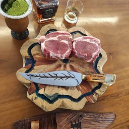 Faca Pena Folha Vazada Aço Inox 420c Cabo Hibrido Munição 9' para Churrasco - 5